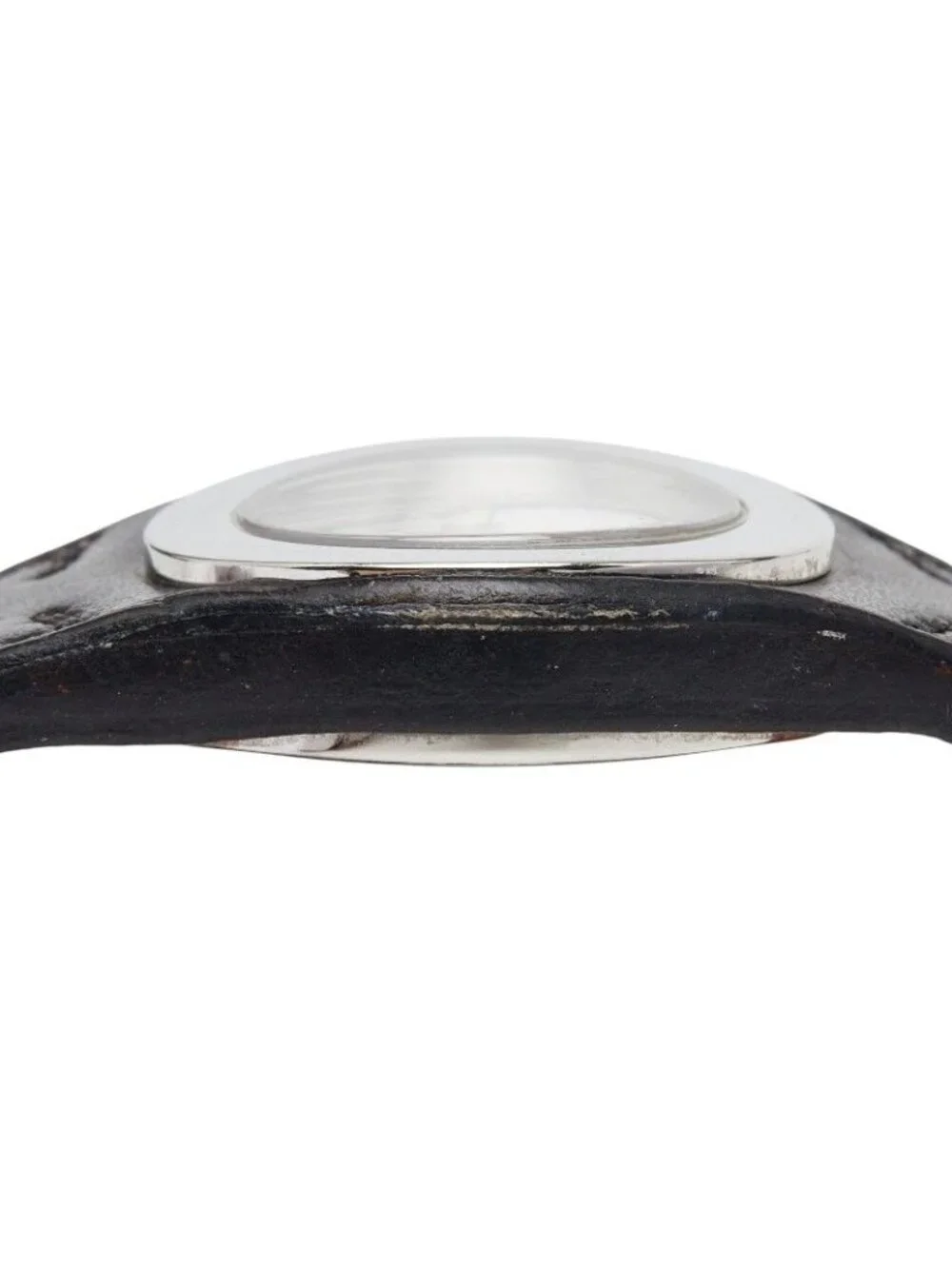 Hermes Ahne Watch White Silver Black Stainless Steel Leather